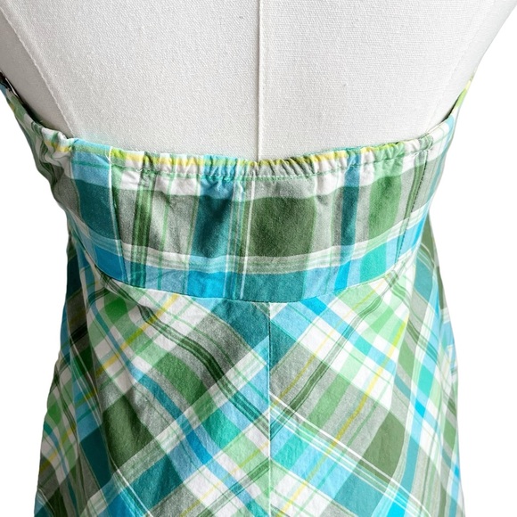 GAP Plaid Retro Dress Strapless Cotton Summer - Picture 4 of 13